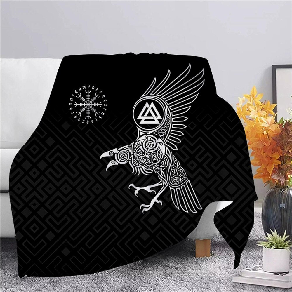 Viking Symbol Viking Bird Flannel Blanket