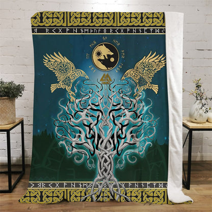 Viking Symbol Viking Bird Flannel Blanket