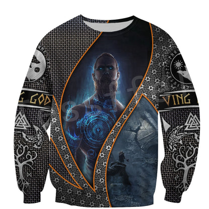 Tessffel Viking God Symbol Tattoo Warriors Pullover