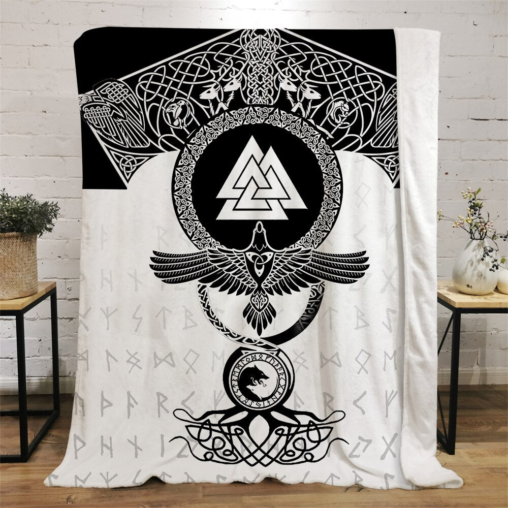 Viking Symbol Viking Bird Flannel Blanket