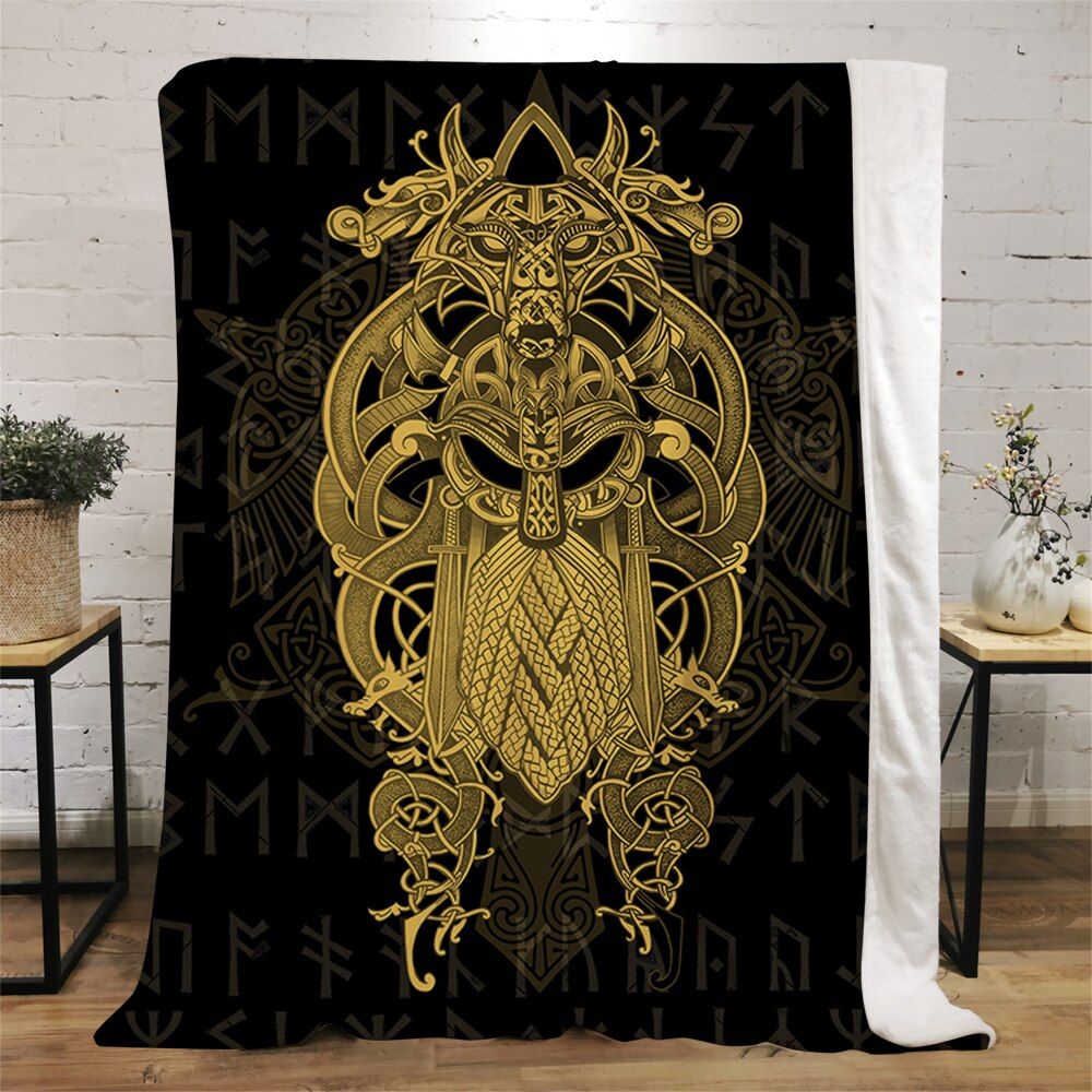 Viking Symbol Viking Bird Flannel Blanket