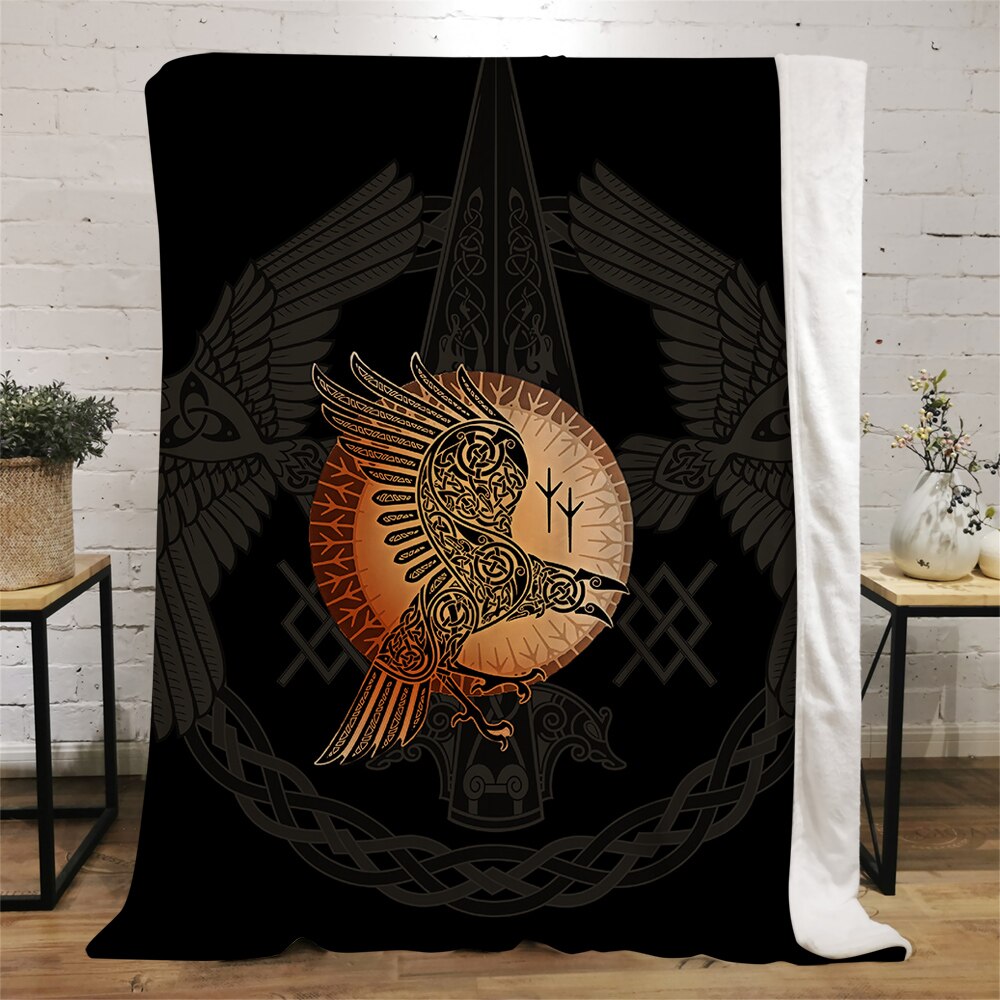 Viking Symbol Viking Bird Flannel Blanket