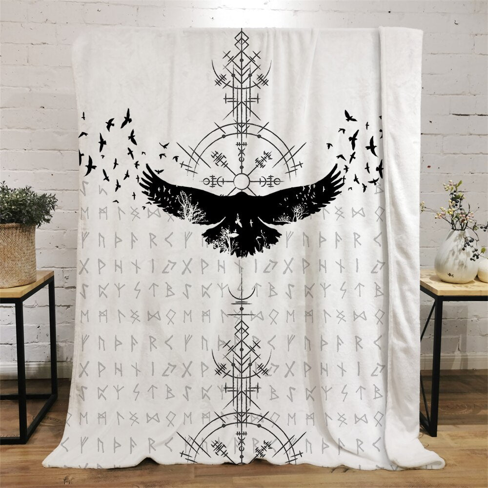 Viking Symbol Viking Bird Flannel Blanket