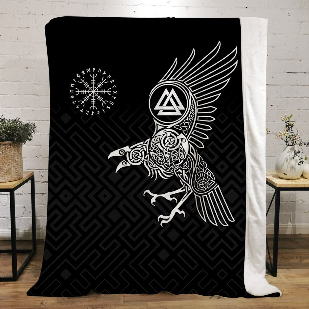 Viking Symbol Viking Bird Flannel Blanket