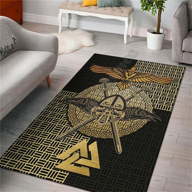 Turquoise Tree of Life 3D Printed Area Rug/ Spirit Of A Viking Heart Of A Wolf- Home Decor