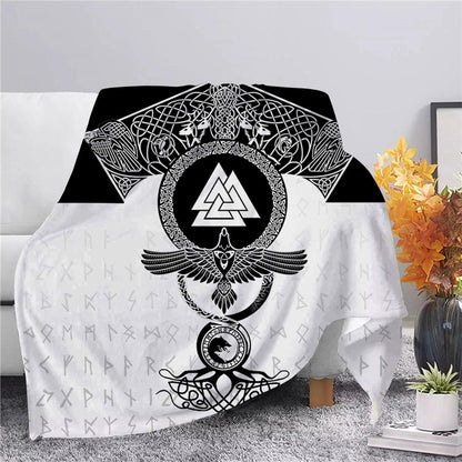 Viking Symbol Viking Bird Flannel Blanket