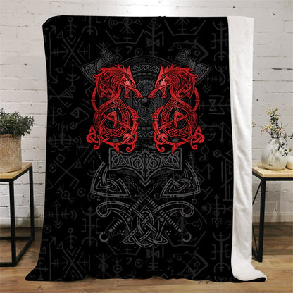 Viking Symbol Viking Bird Flannel Blanket