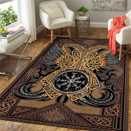 Turquoise Tree of Life 3D Printed Area Rug/ Spirit Of A Viking Heart Of A Wolf- Home Decor