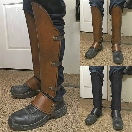 Vintage Half Chaps- Gaiter Leather Leg Armour For Men -Costume Accessories