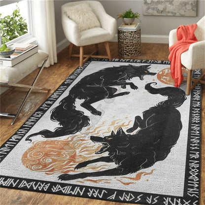 Viking Area Rugs Large 3D Print/ Fenrir/ Celtic Raven - Home Decor