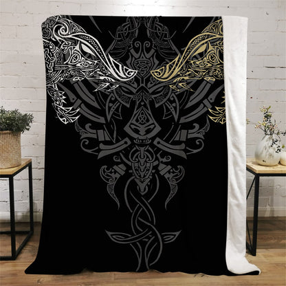 Viking Symbol Viking Bird Flannel Blanket