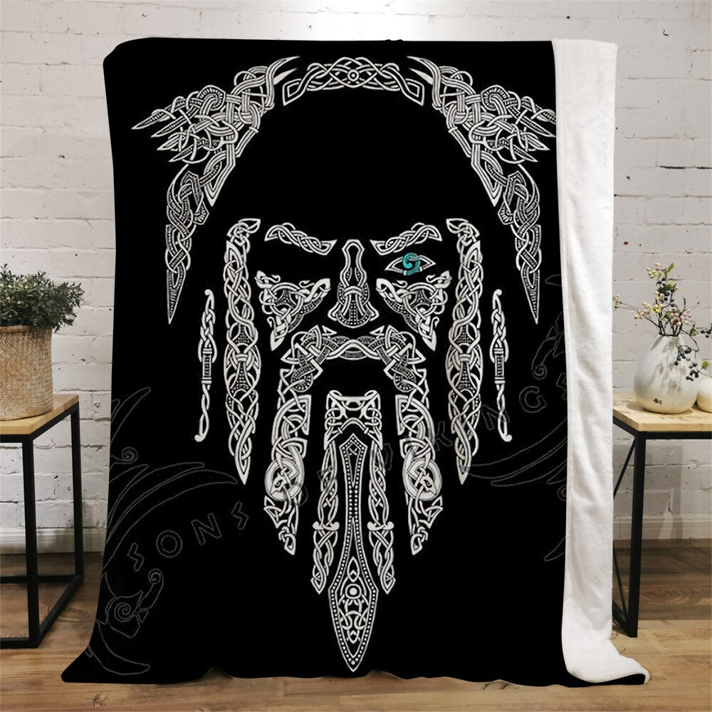 Viking Symbol Viking Bird Flannel Blanket