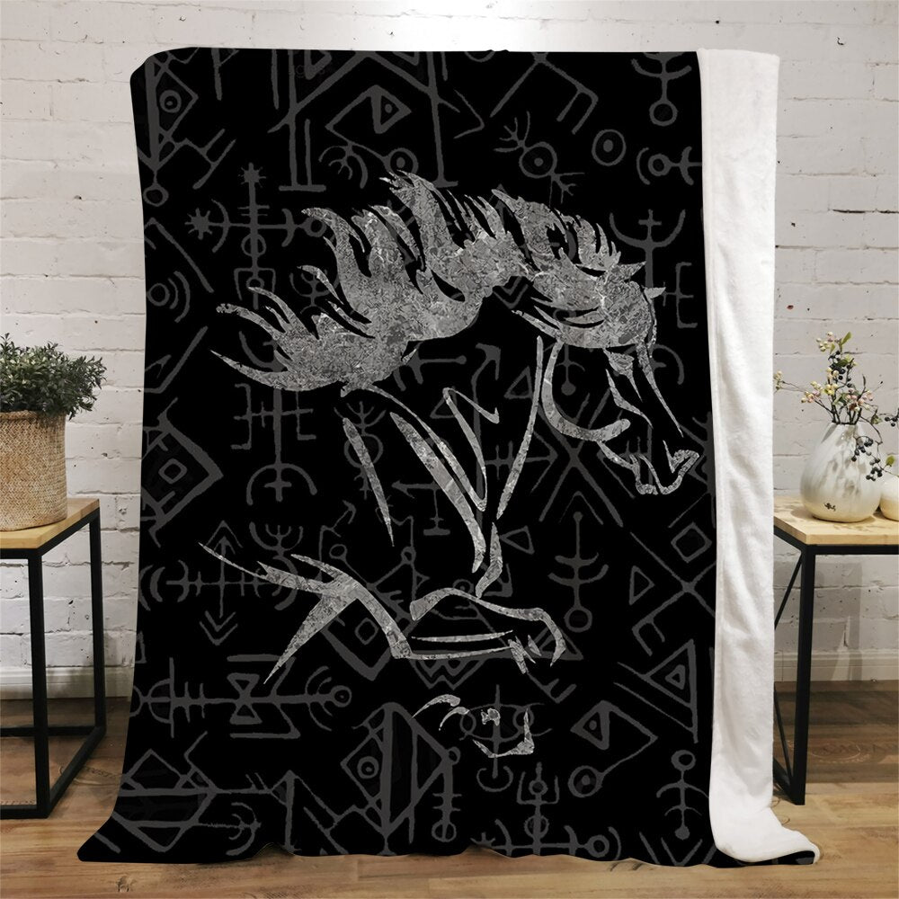 Viking Symbol Viking Bird Flannel Blanket