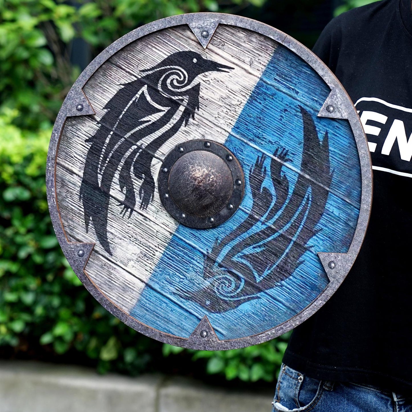 Wooden Painted Viking Shield - Decorative Shied- Dragons and Wolves