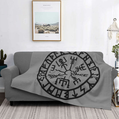 Sofa Fleece Throw / Blanket Thors Hammer- Mjolnir / Odin / Raven / Norse Compass