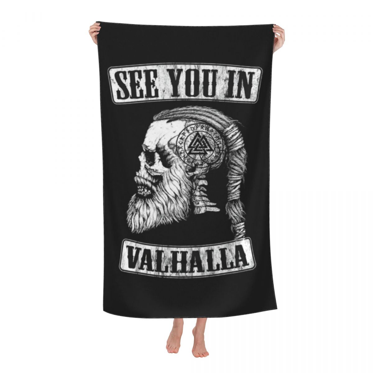 Valknut Symbol And Wolves Microfiber -Fenrir Towels