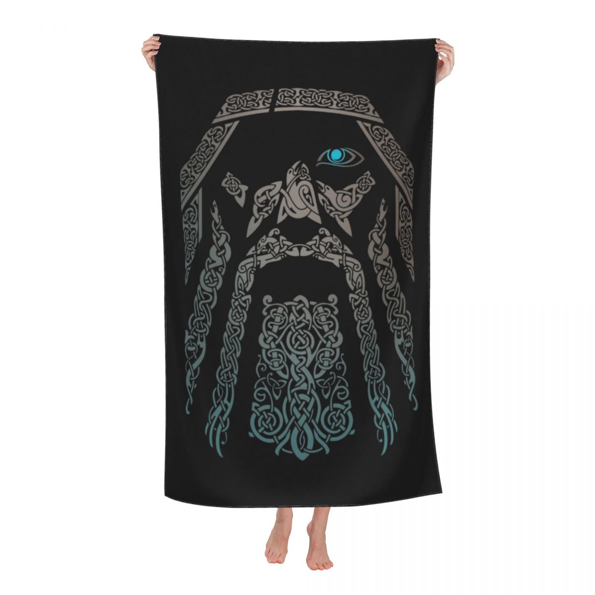 Valknut Symbol And Wolves Microfiber -Fenrir Towels