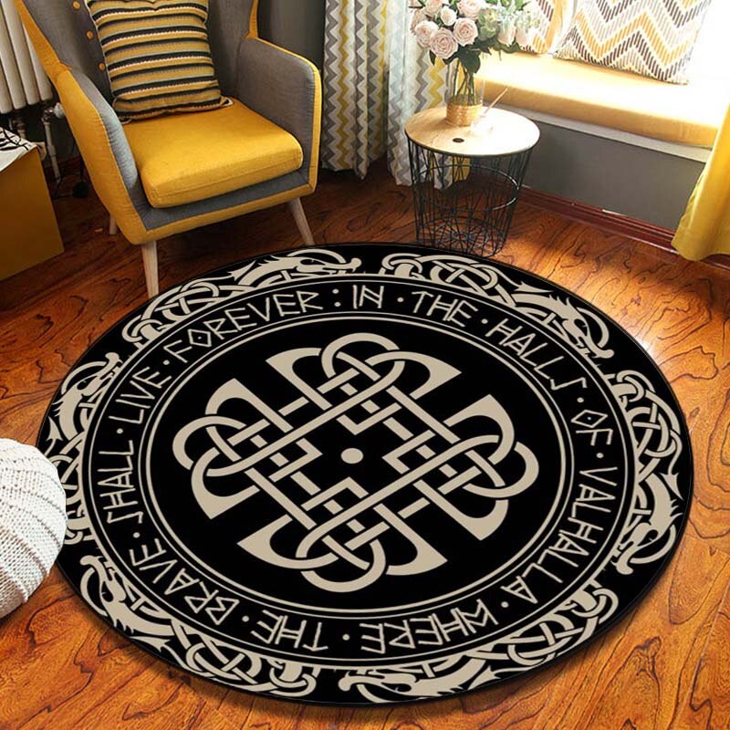 Viking Norse Mythology Print Round Carpet