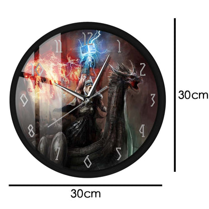 Norse Mythology God Of Thunder Lightning Metal Frame Wall Clock