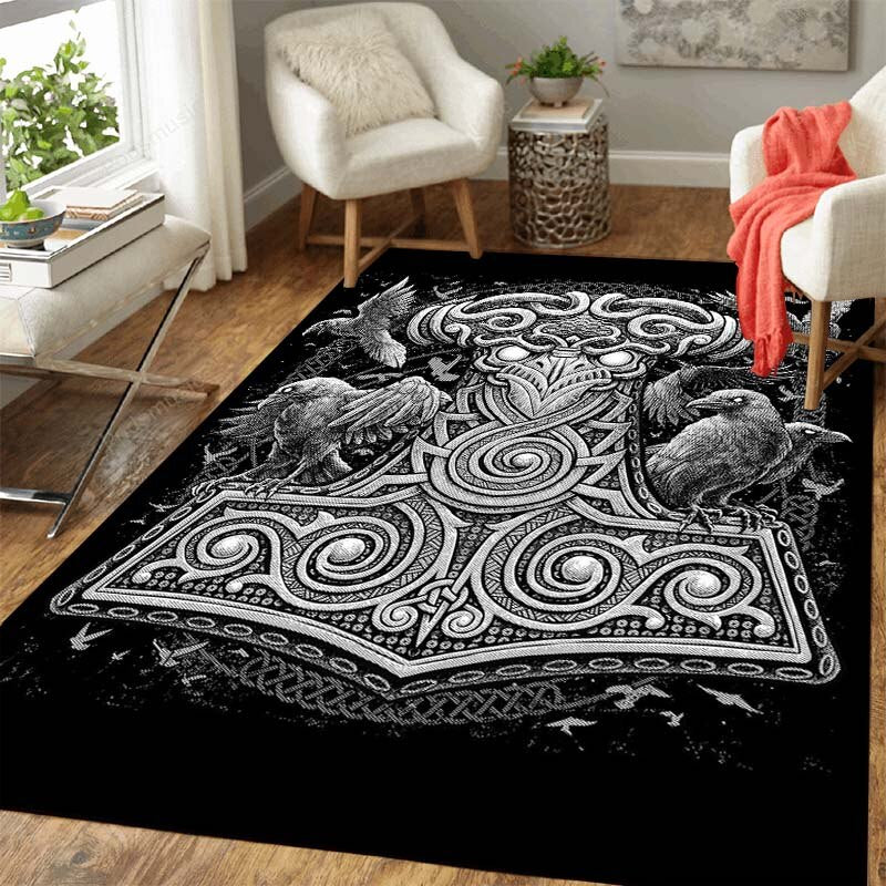 Viking Area Rugs- Vegvisir /Thors Hammer/Ragnarok- Home Decor