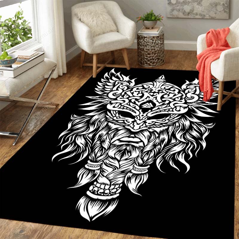 Vegvisir Shield Soft Carpet, Skull Area Rug, 3D Print -Home Decor