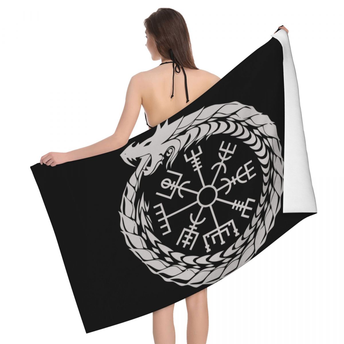 Valknut Symbol And Wolves Microfiber -Fenrir Towels