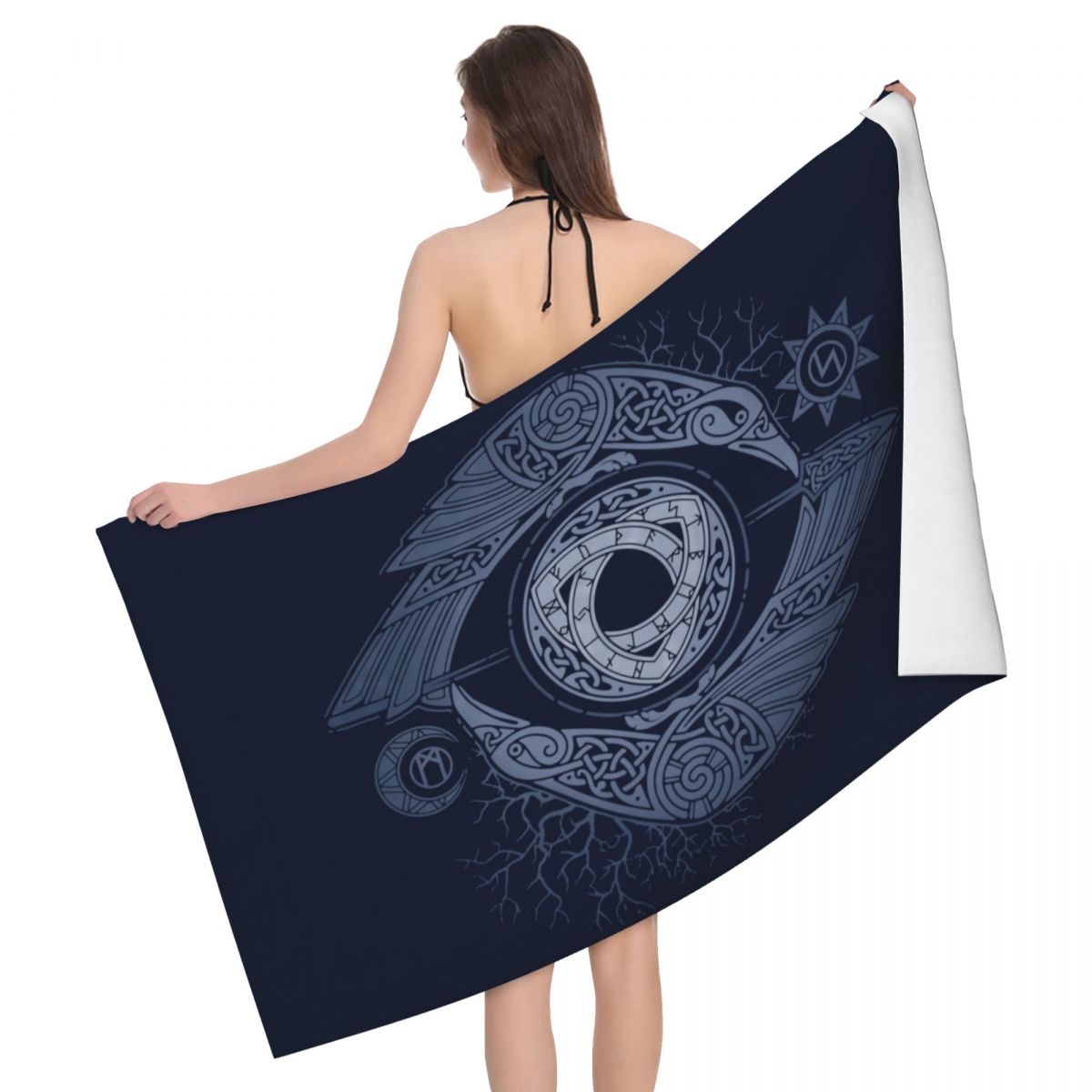 Valknut Symbol And Wolves Microfiber -Fenrir Towels