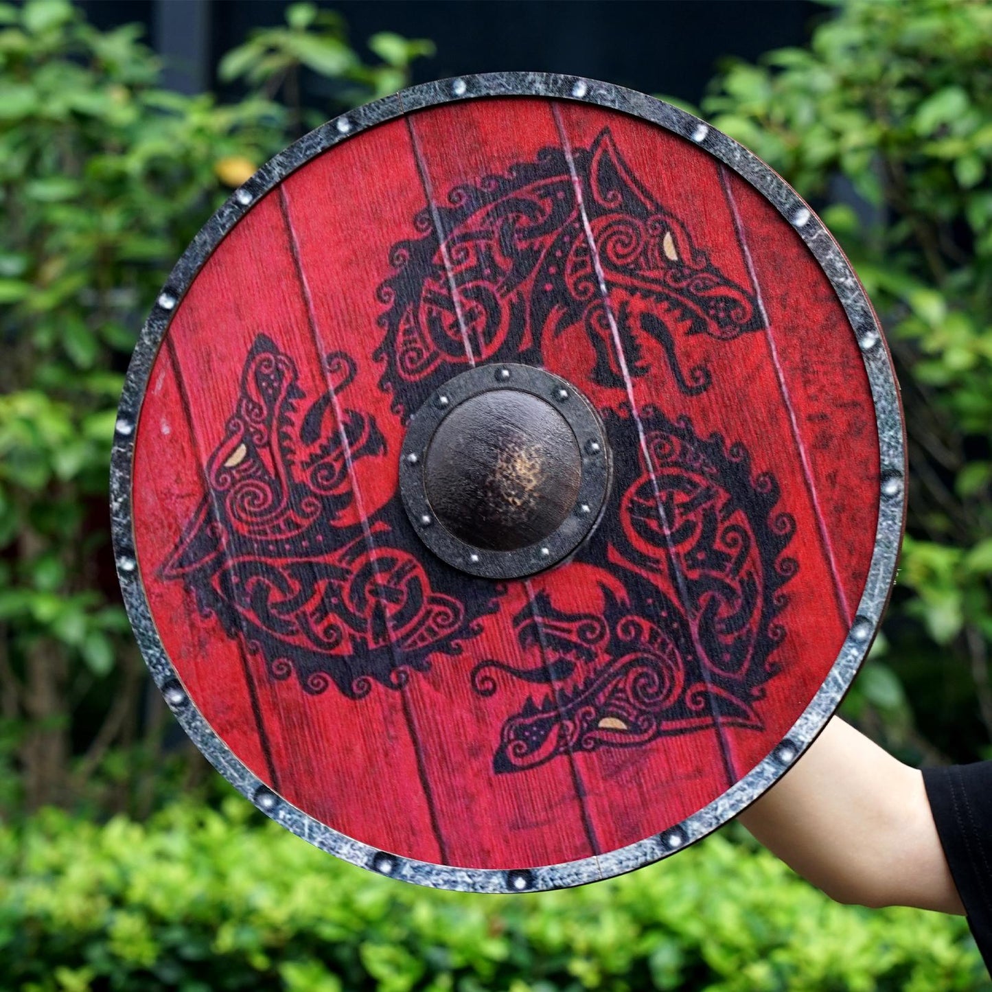 Wooden Painted Viking Shield - Decorative Shied- Dragons and Wolves