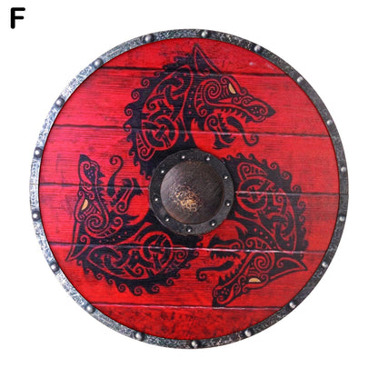 Wooden Painted Viking Shield - Decorative Shied- Dragons and Wolves