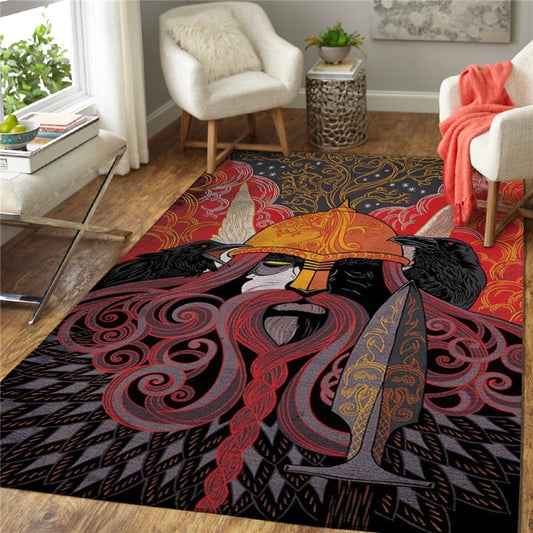 Large Odin Area Rug 3D All Over Printed /Norse Mythology Rugs