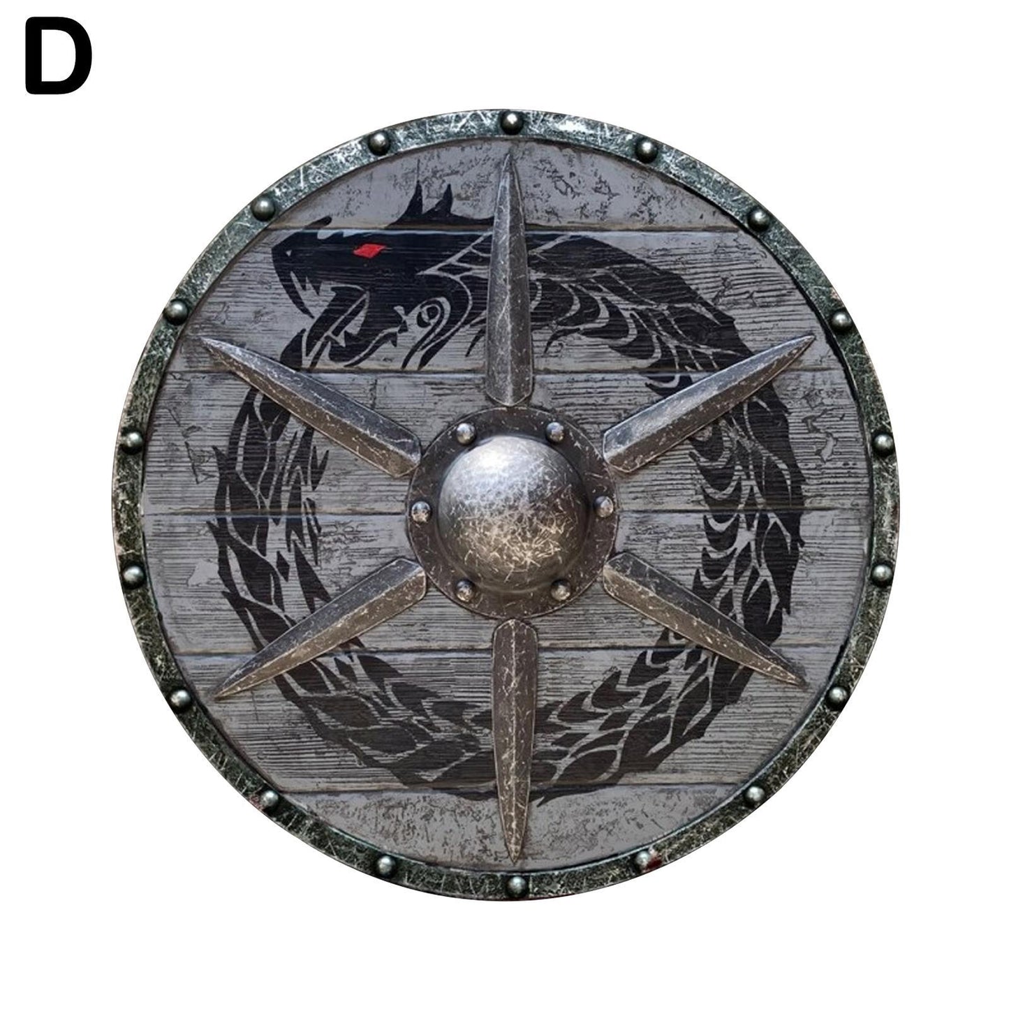 Wooden Painted Viking Shield - Decorative Shied- Dragons and Wolves