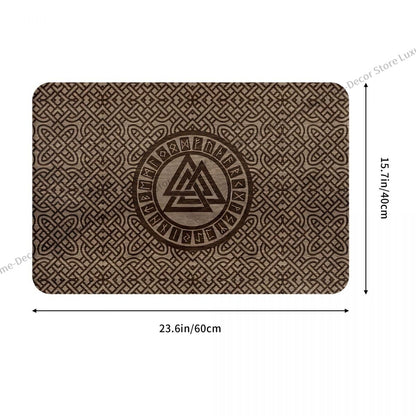 Odin 3D Print Anti-Slip Doormat/ Bath Mat Valknut Symbol And Runes