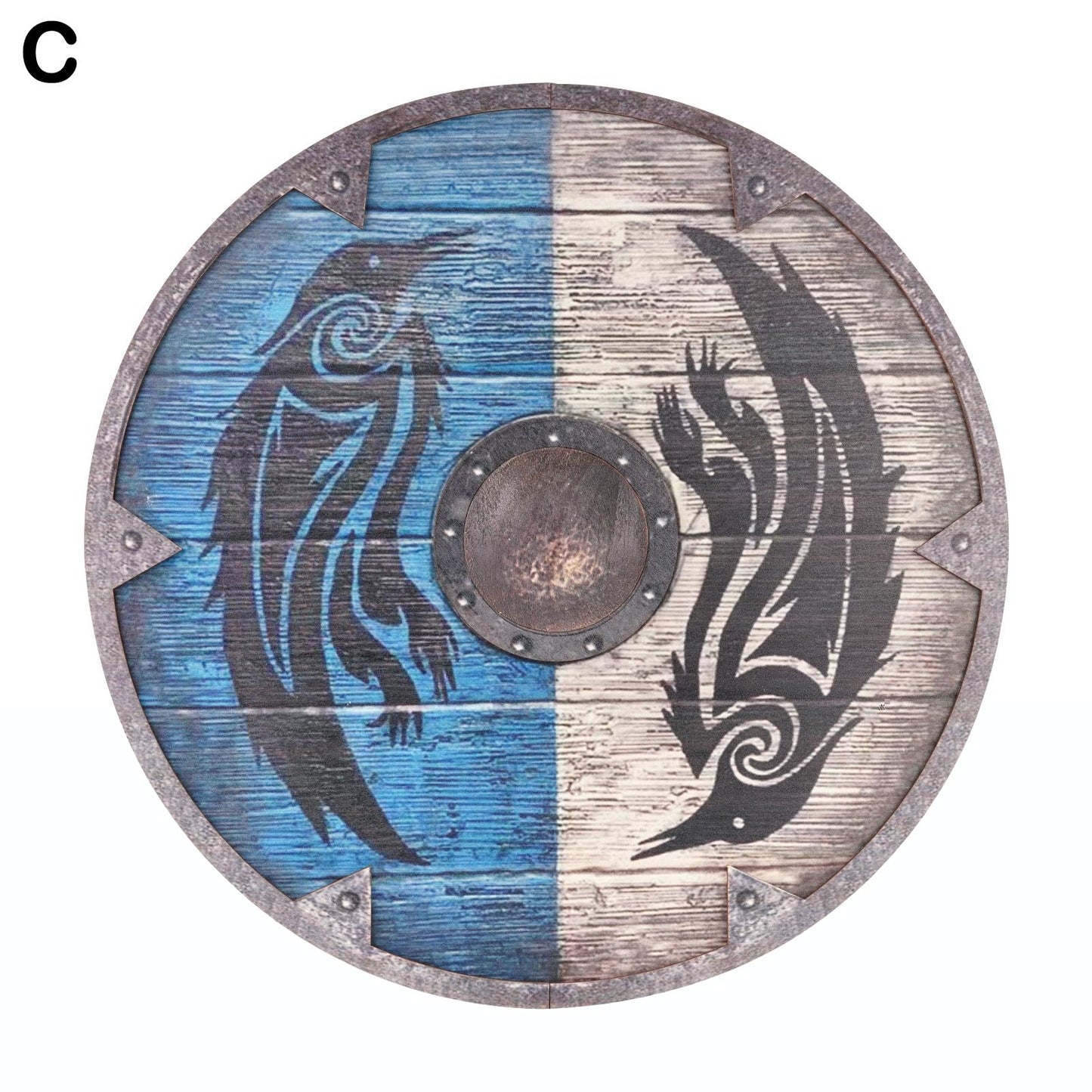 Wooden Painted Viking Shield - Decorative Shied- Dragons and Wolves