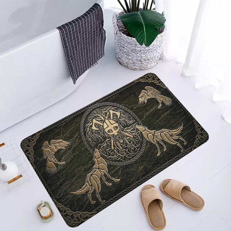 Decorative Floor Mats/ Bath/Doormat- Viking Compass 'Vefvisir' /Protective Shield