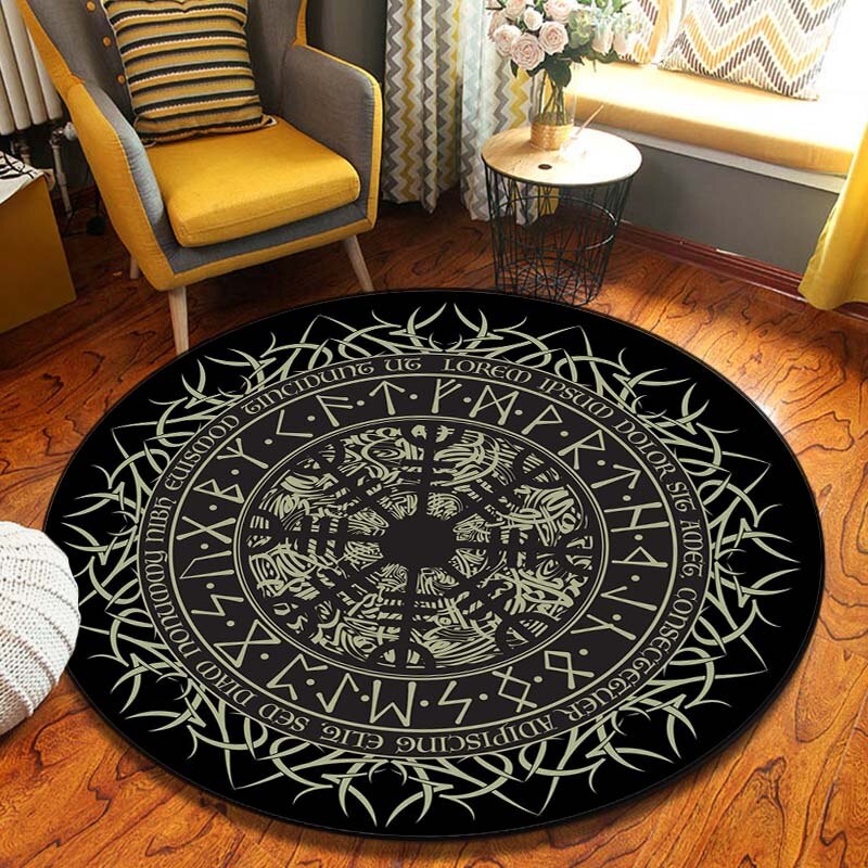 Viking Norse Mythology Print Round Carpet