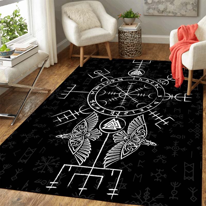 Viking Area Rugs- Vegvisir /Thors Hammer/Ragnarok- Home Decor