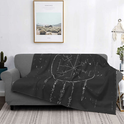 Sofa Fleece Throw / Blanket Thors Hammer- Mjolnir / Odin / Raven / Norse Compass