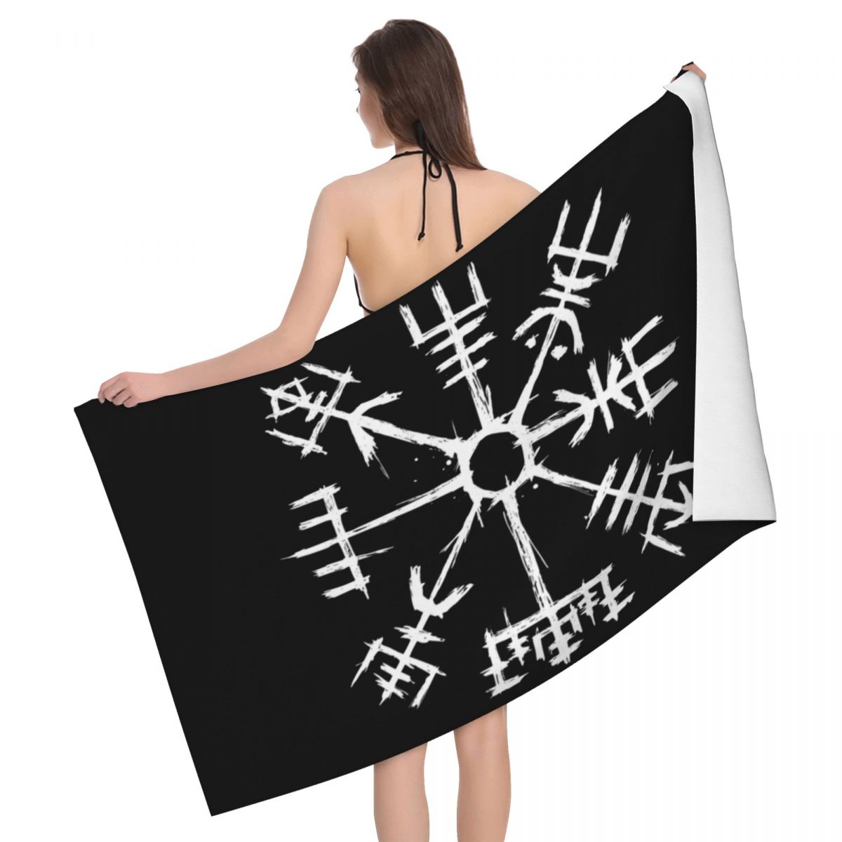 Valknut Symbol And Wolves Microfiber -Fenrir Towels