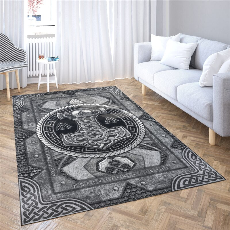 Large Odin Area Rug 3D All Over Printed /Norse Mythology Rugs