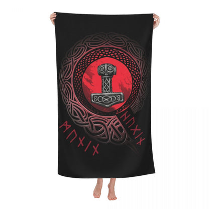 Valknut Symbol And Wolves Microfiber -Fenrir Towels