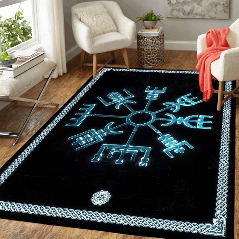 Vegvisir Shield Soft Carpet, Skull Area Rug, 3D Print -Home Decor