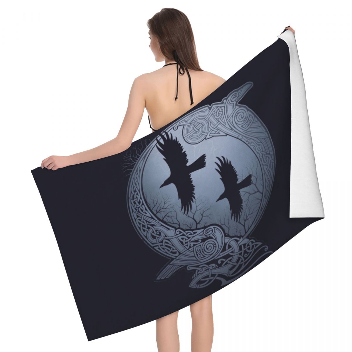 Valknut Symbol And Wolves Microfiber -Fenrir Towels