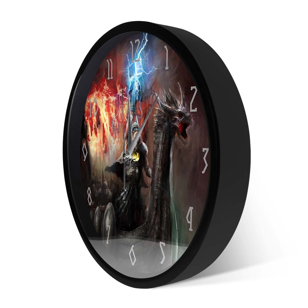 Norse Mythology God Of Thunder Lightning Metal Frame Wall Clock