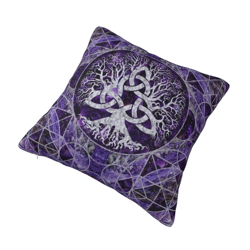 Tree Of Life With Triquetra Pillow Case 50x50cm Yggdrasil Luxury Cushion Cover