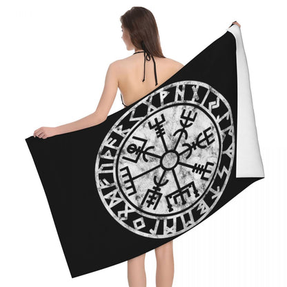 Valknut Symbol And Wolves Microfiber -Fenrir Towels