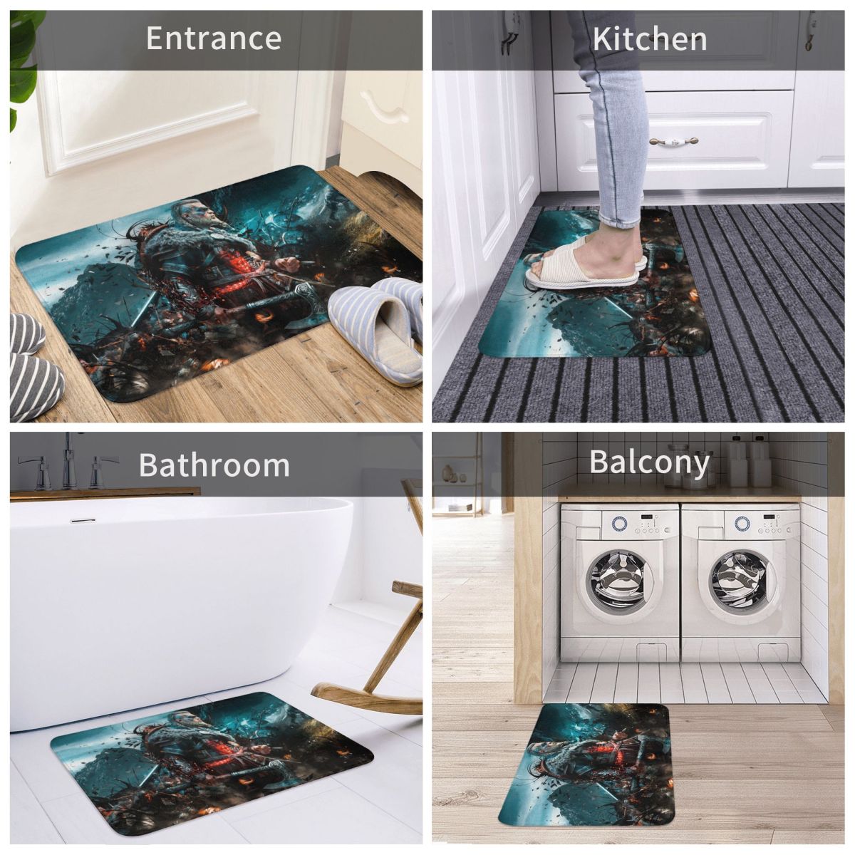 Vikings Non Slip 3D Printed Doormat/Bath Mat