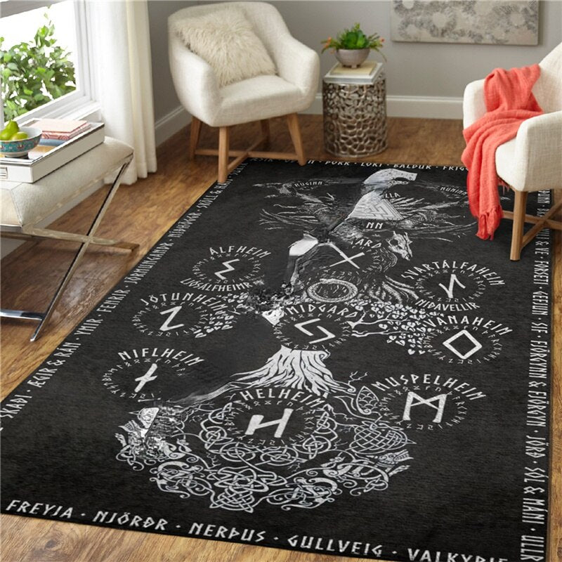 3D Celtic/Norse Area Rugs for Living Room / Bedroom Non-slip Home Decor