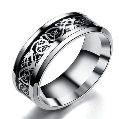 Dragon Pattern Rings Men Stainless Steel Ring Jewelry