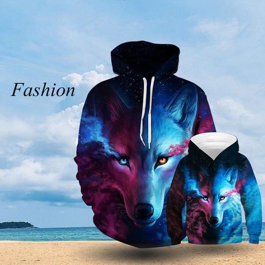 3D Wolf Print Zip Up/ Hoodies