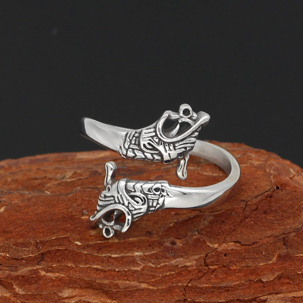 Odin Wolf Head Nordic Ring